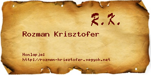 Rozman Krisztofer névjegykártya